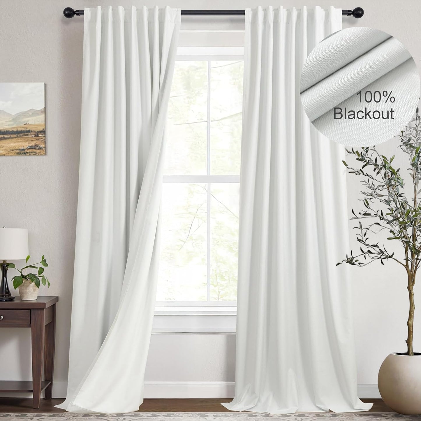 Farmhouse Linen Blackout Curtains for Living Room 96 in Long