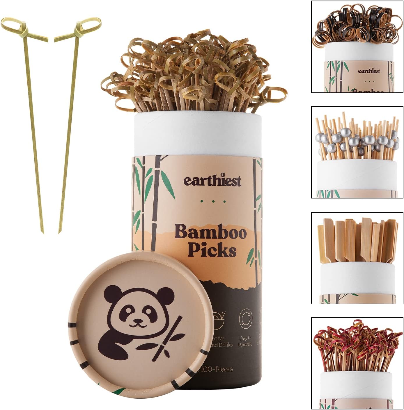 Fancy Biodegradable Bamboo Cocktail Picks (100pcs)