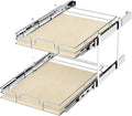 2 Tier Pull Out Cabinet Organizer 19.12in x 21.12in - Solid Wood