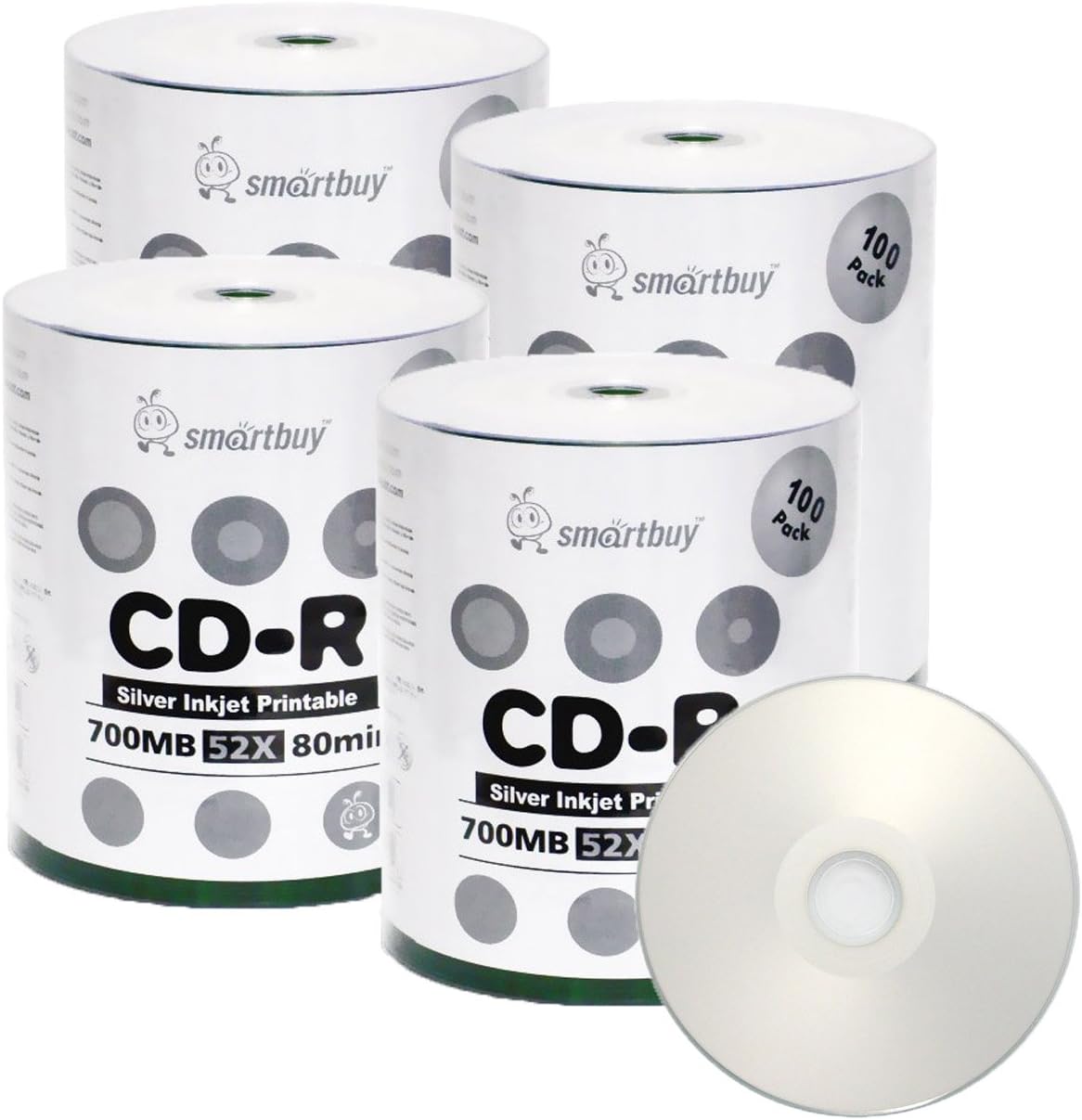 Smartbuy 400-disc 700mb 80min 52x CD-R Printable Media Discs