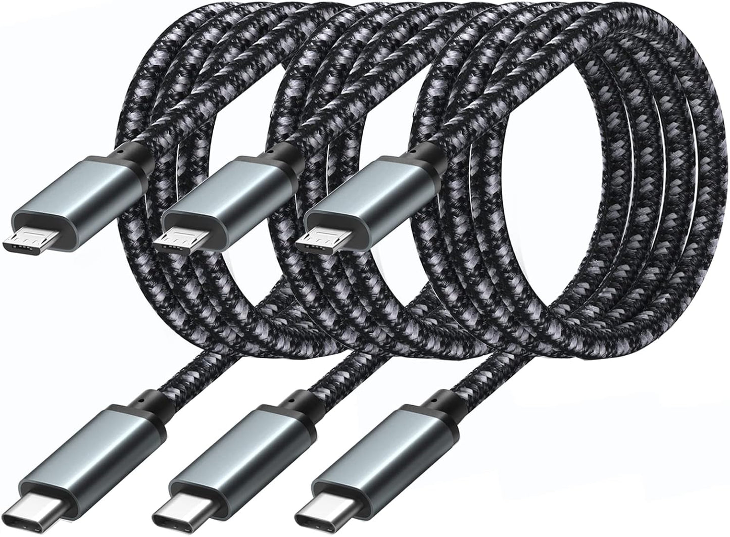 Fast Charging 3-Pack Micro USB Cable Set