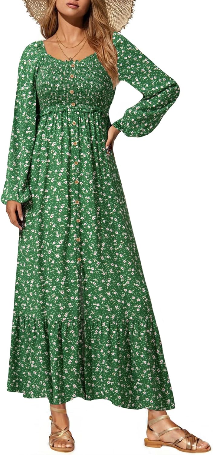 Dokotoo Fall Dresses for Women 2025 Boho Floral Maxi Dress