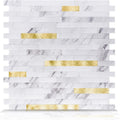 Art3d 10-Sheet Peel and Stick Stone Overlay Backsplash - Volakas White
