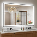 55 in x36 in LED Bathroom Mirror with Black Frame - Dual Front
