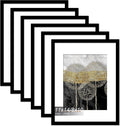 11x14 Picture Frame Set of 6 - Lightweight Black Frames for Wall