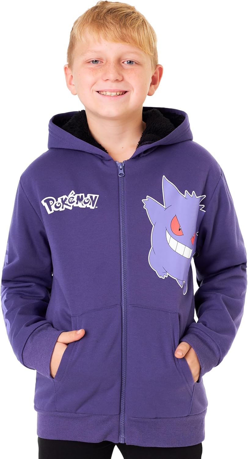 Pokemon Sherpa Fleece Hoodie for Boys and Teens Ages 7-14
