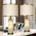 27 in Natural Alabaster Table Lamps Set of 2 - Dual USB Night Light