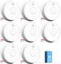 Smoke Detector Hardwired Interconnected Photoelectric Alarm - 8 Pack