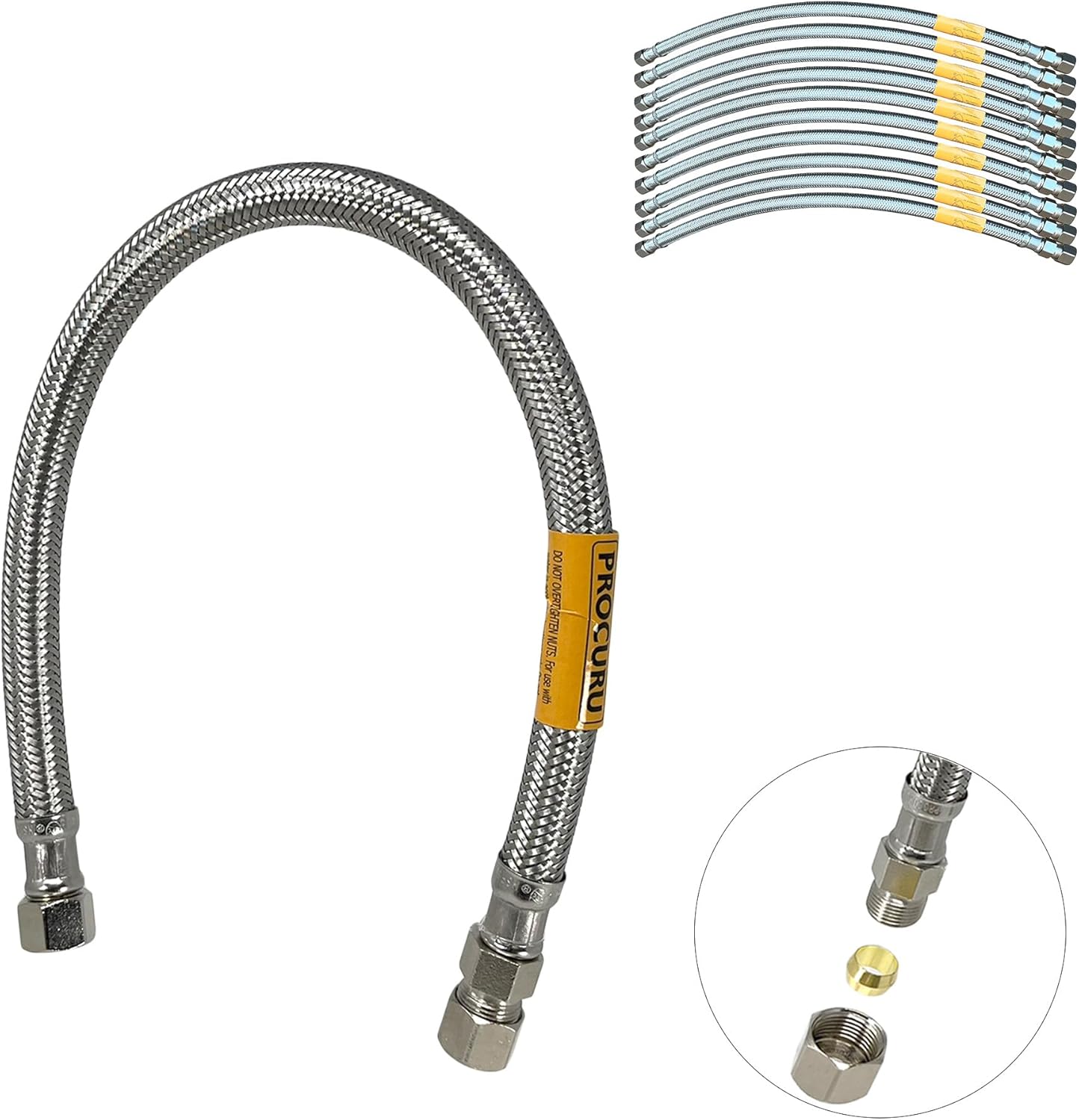PROCURU 10-Pack 16-Inch Faucet Supply Extension for Easy Use