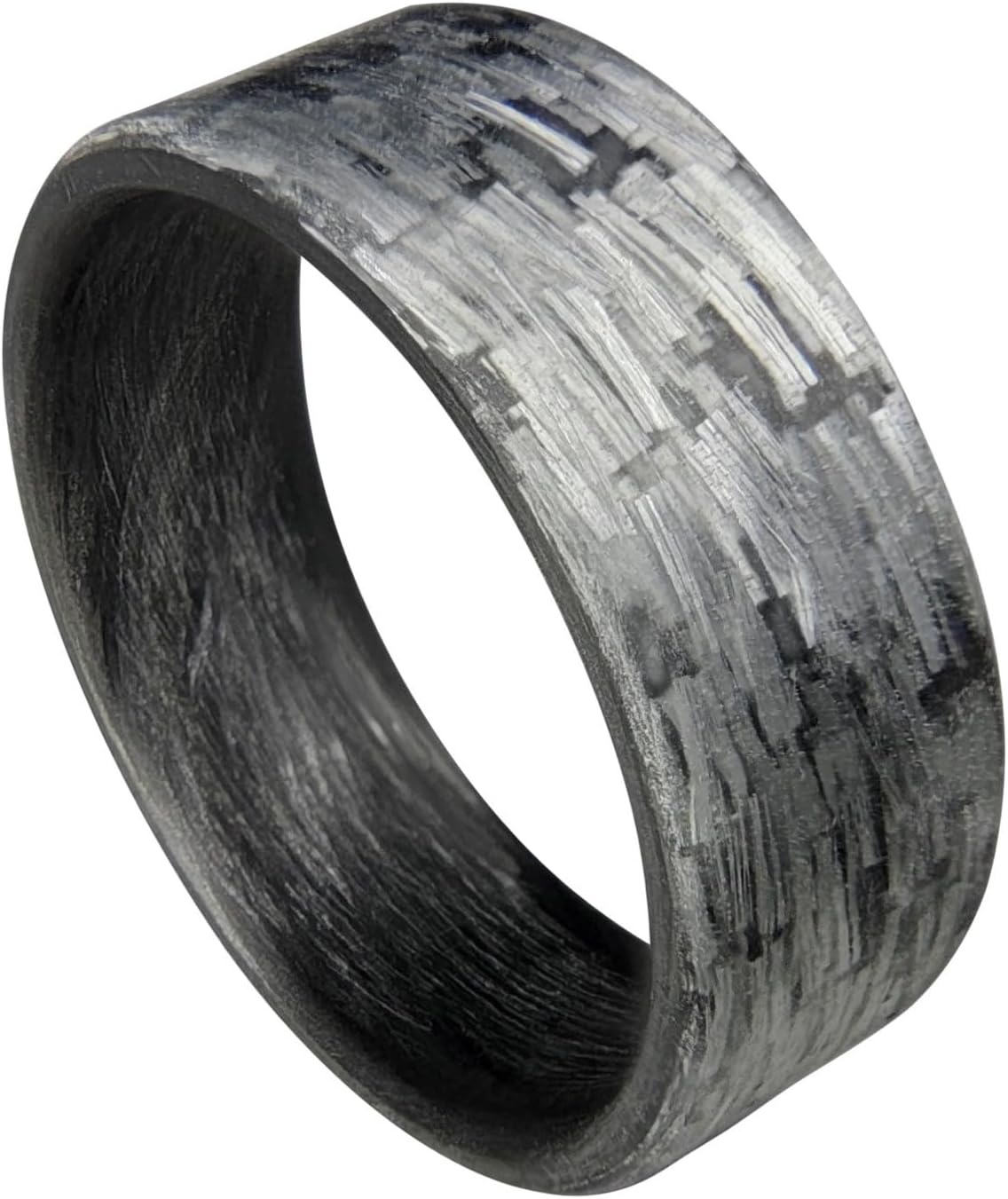Handmade Silver Texalium Ring with Carbon Fiber Interior