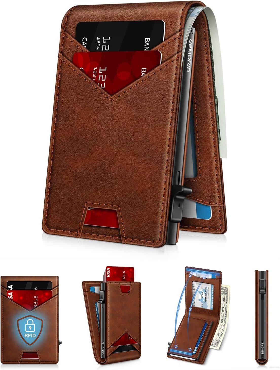 Slim Pop Up Card Holder Wallet for Men with RFID Blocking