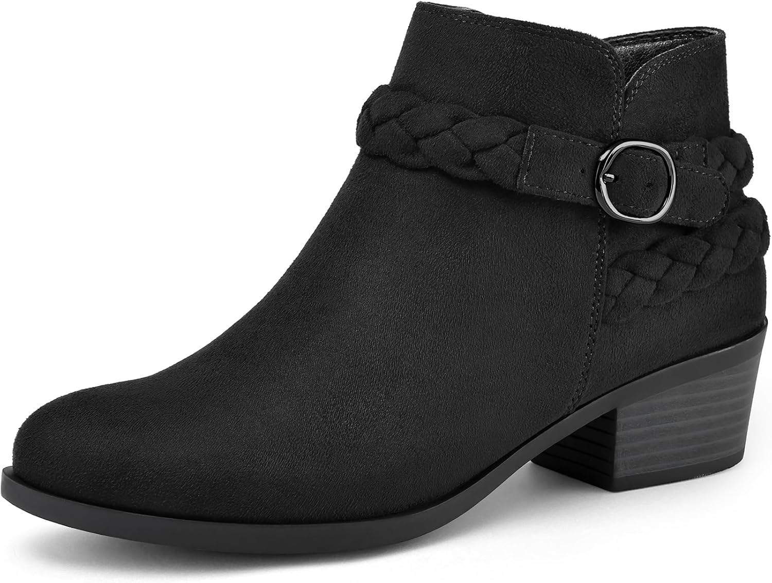 Stylish Women's Ankle Boots with Low Chunky Heel and Zipper