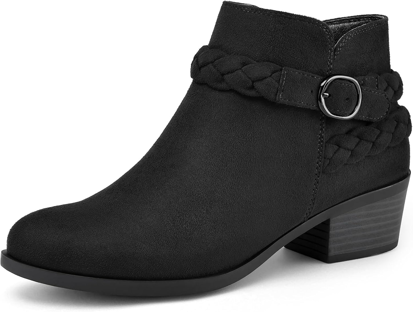 Stylish Women's Ankle Boots with Low Chunky Heel and Zipper