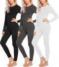 Ekouaer 3 Sets Thermal Underwear for Women - Warm Fleece Base Layer