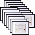 8.5 x 11 Picture Frames with Mat Set of 15 - Black Certificate Frames