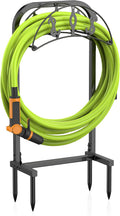 Garden Hose Holder Freestanding with 4 Spikes - Heavy Duty Hose Reel