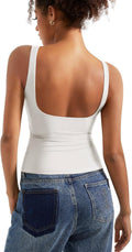 SUUKSESS Women Padded Open Back Boat Neck Tank Top - Double Lined Bra