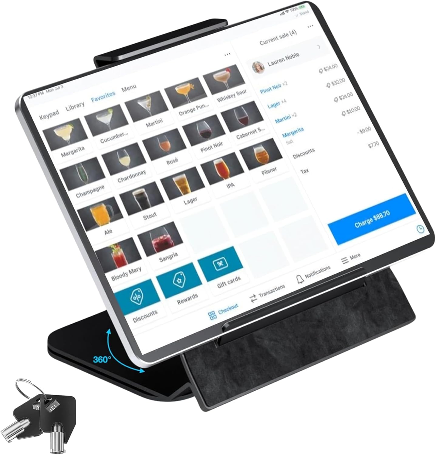 Kiosk iPad Stand for Tablets 8-13in with 360 Rotation Feature
