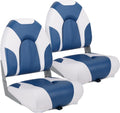 High-Back Folding Boat Seat with 250 lb Capacity - Marine Grade