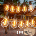 Outdoor String Lights 100 ft with 50+3 Warm 2200K Bulbs - Weatherproof