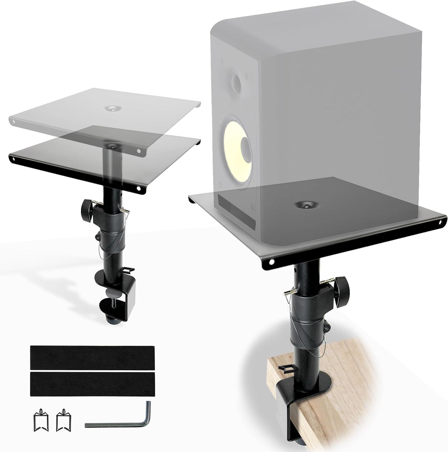 AxcessAbles Desktop Clamp-On Studio Monitor Speaker Stands Pair