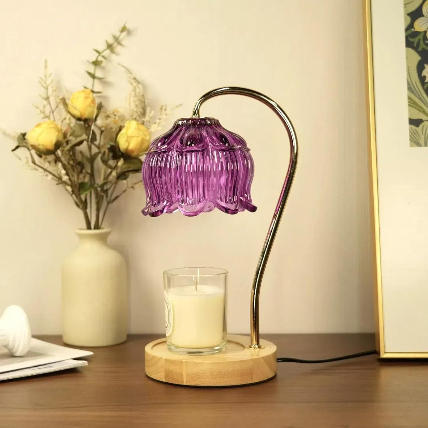 Dimmable Flower Candle Warmer Lamp for Unique Home Decor