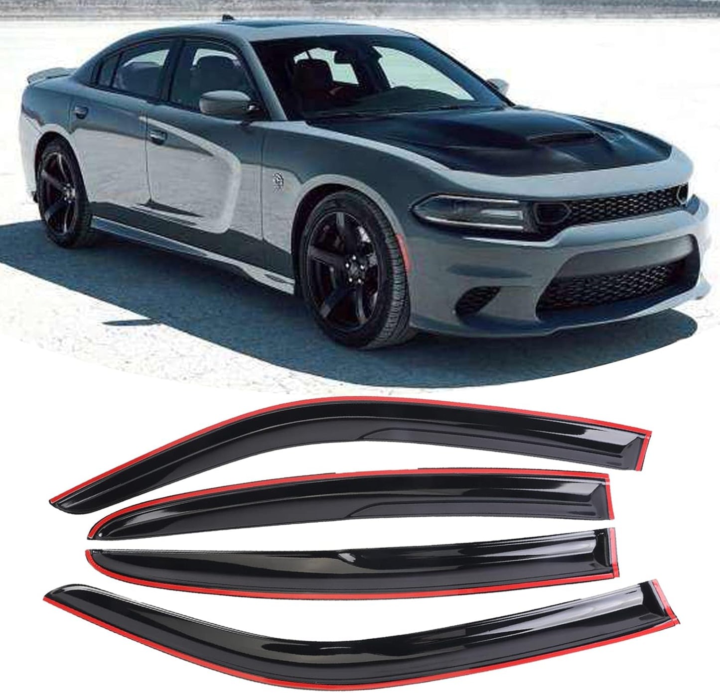 Duolctram Tape-on Window Visor Deflectors for Dodge Charger