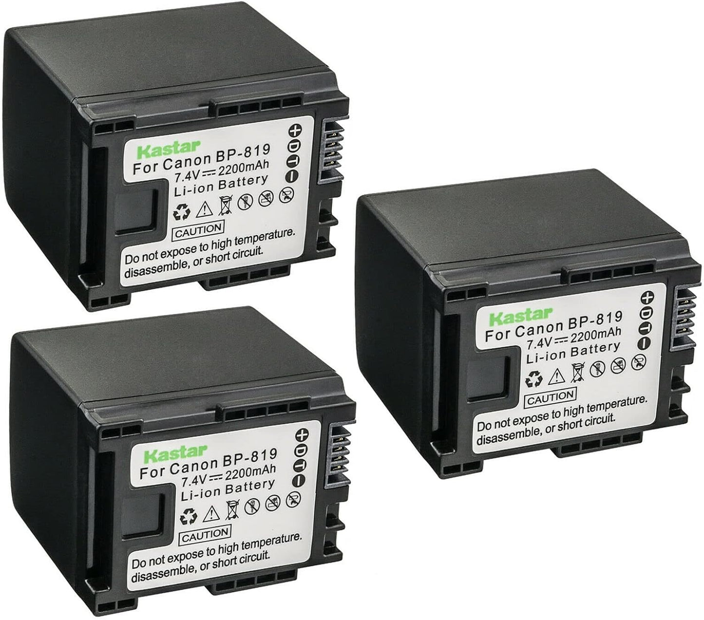Kastar 3-Pack BP-819 Battery for Canon VIXIA HF Cameras