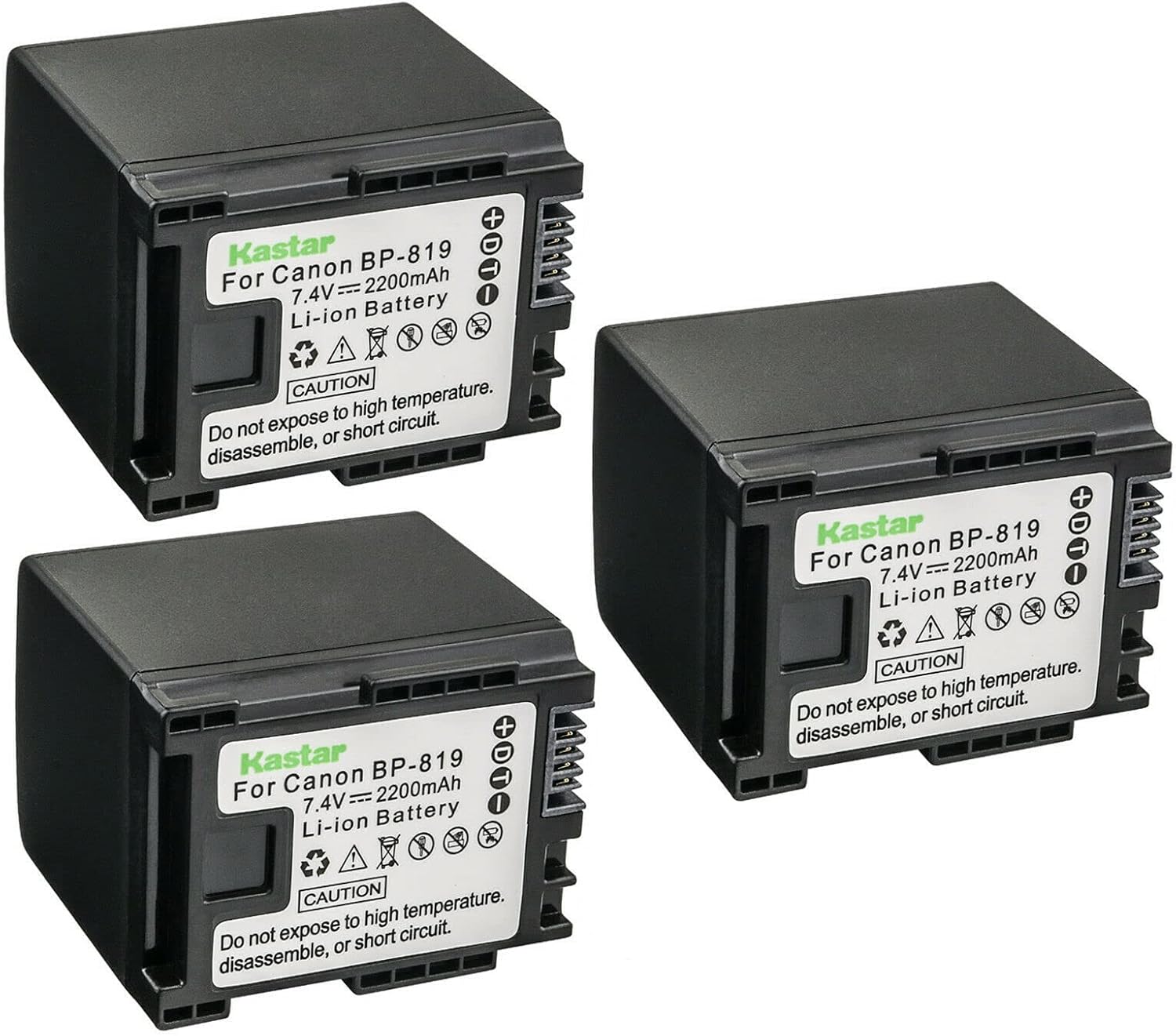 Kastar 3-Pack BP-819 Battery for Canon VIXIA HF Cameras