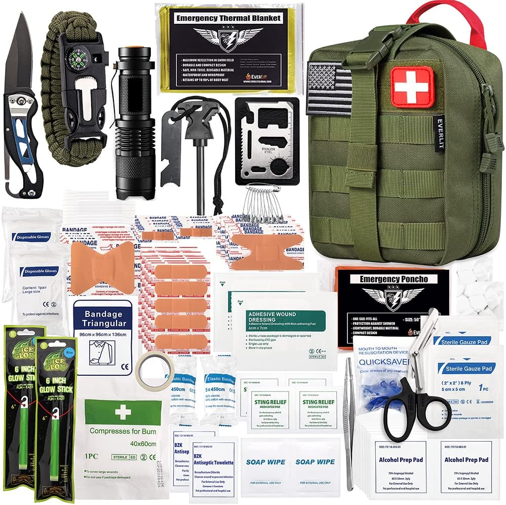 250 Pieces Survival First Aid Kit for Outdoor Adventures