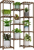 Bamworld Tall Plant Stand for 11+ Pots - Large Indoor Outdoor Shelf