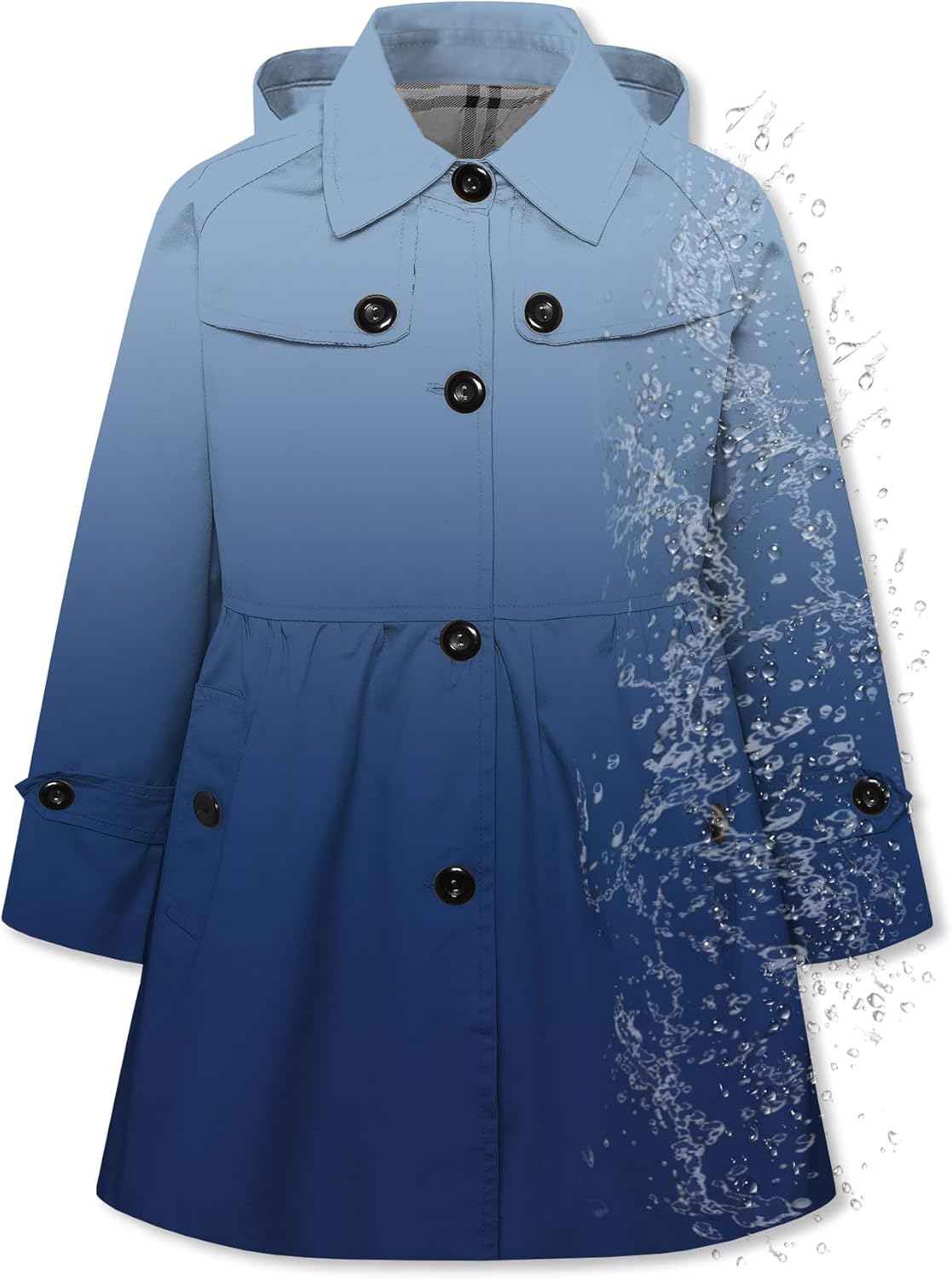 Betusline Girl's Rain Jackets Lightweight Waterproof Trench Coat
