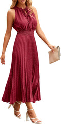 Women's Midi Swiss Dot Ruffle Sundress - Flattering V Neck Fit