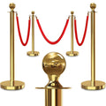 4PCS Gold Stanchions with Red Velvet Rope Set for Crowd Control