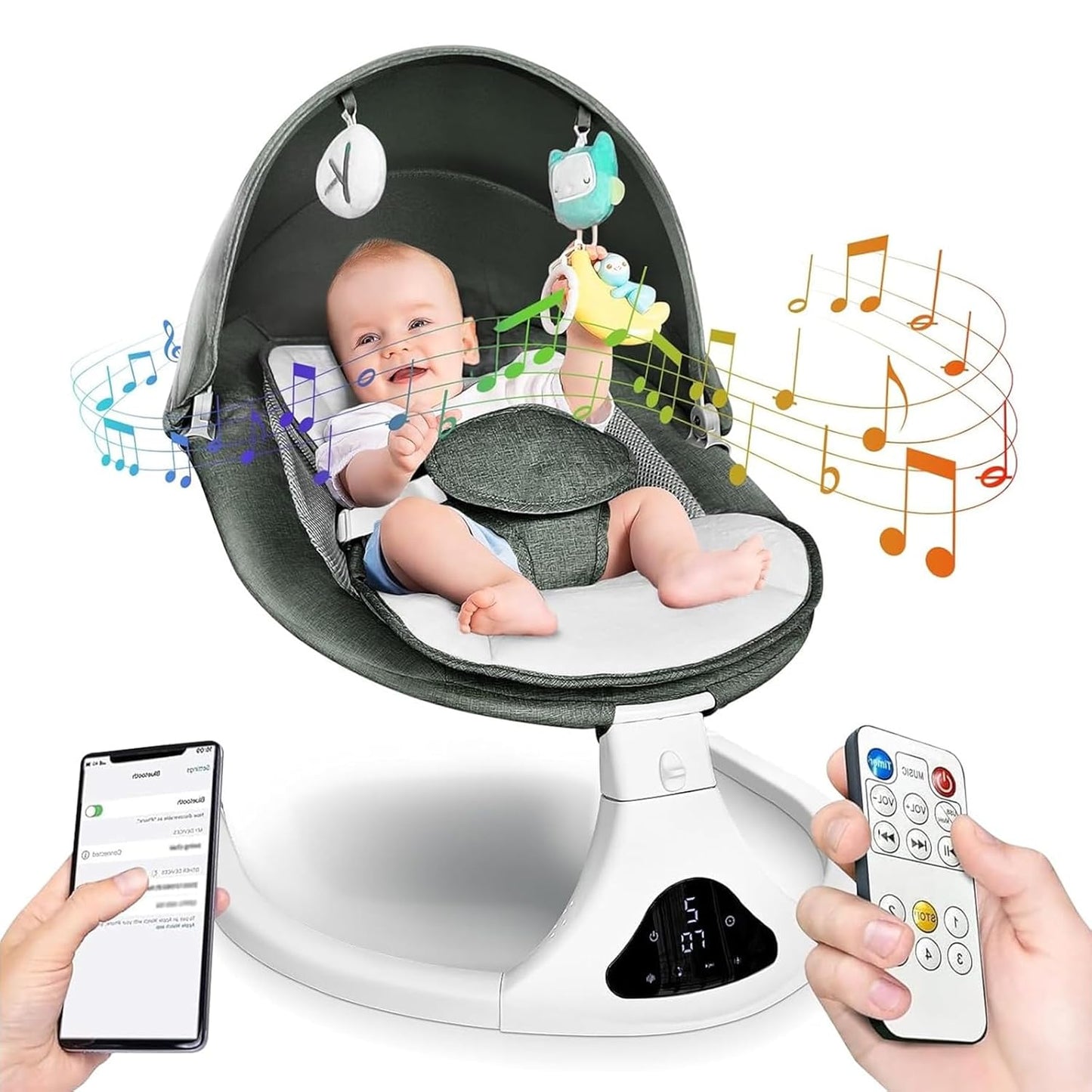 Portable Baby Swing | Remote Control | 5 Speeds