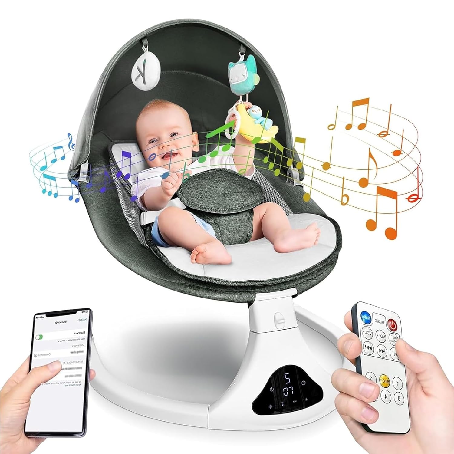 Portable Baby Swing | Remote Control | 5 Speeds