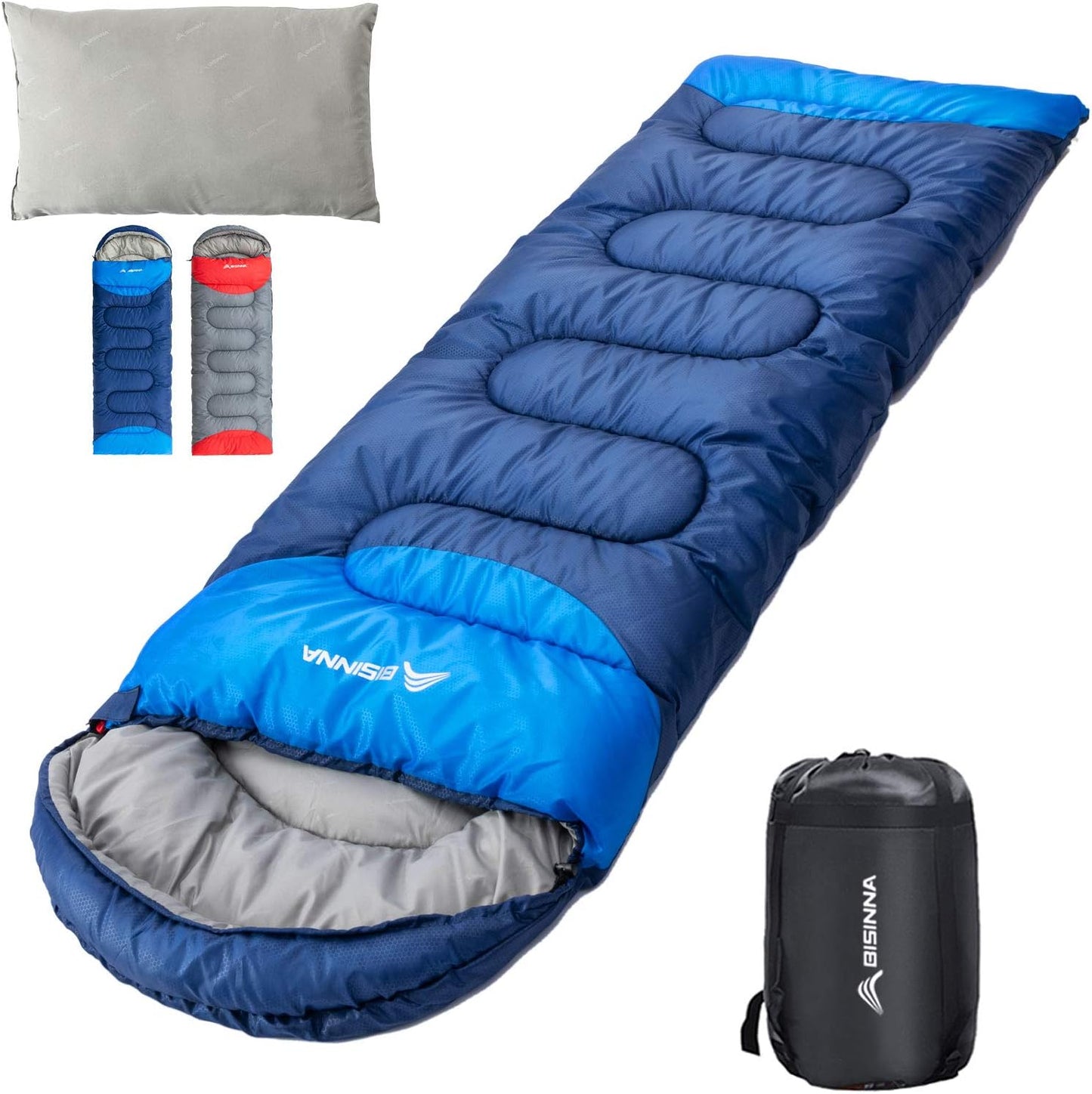 BISINNA Sleeping Bag with Pillow - Lightweight Waterproof Warmth