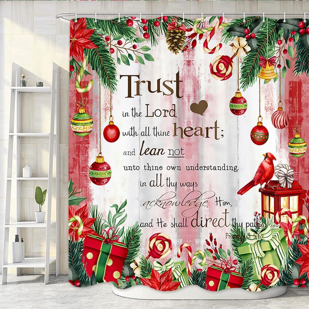 Trust in The Lord Winter Shower Curtain Set