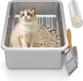 Stainless Steel Sifting Litter Box for Small Cats - Odor Control