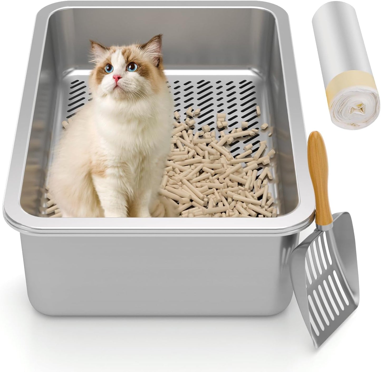 Stainless Steel Sifting Litter Box for Easy Odor Control