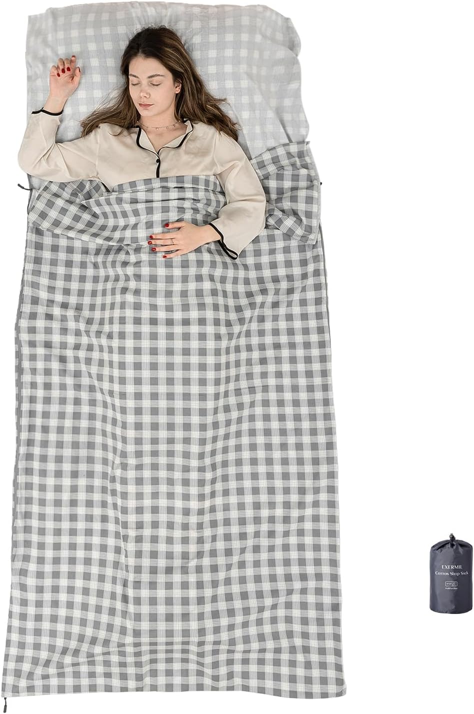 100% Cotton Sleeping Bag Liner for Travel & Camping Comfort