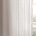 White Boho Curtains 108 in Long Panel - Embroidered Tassel Drapes