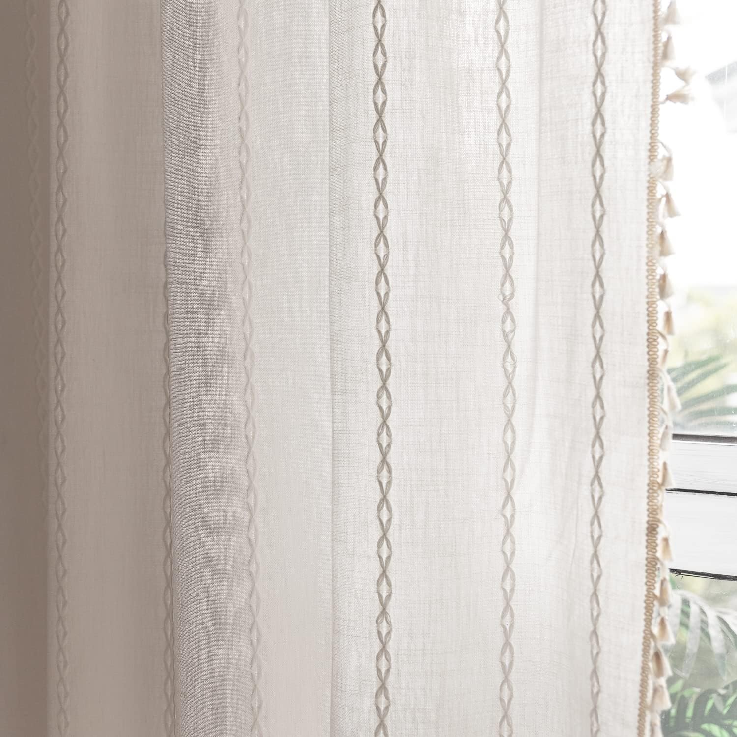 Deeprove White Boho Curtains for Elegant Bedroom Decor
