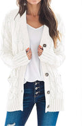 MEROKEETY Women's 2025 Fall Long Sleeve Cable Knit Cardigan