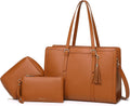 Keyli 4pc Laptop Tote Bag for Women - Large Leather Briefcase