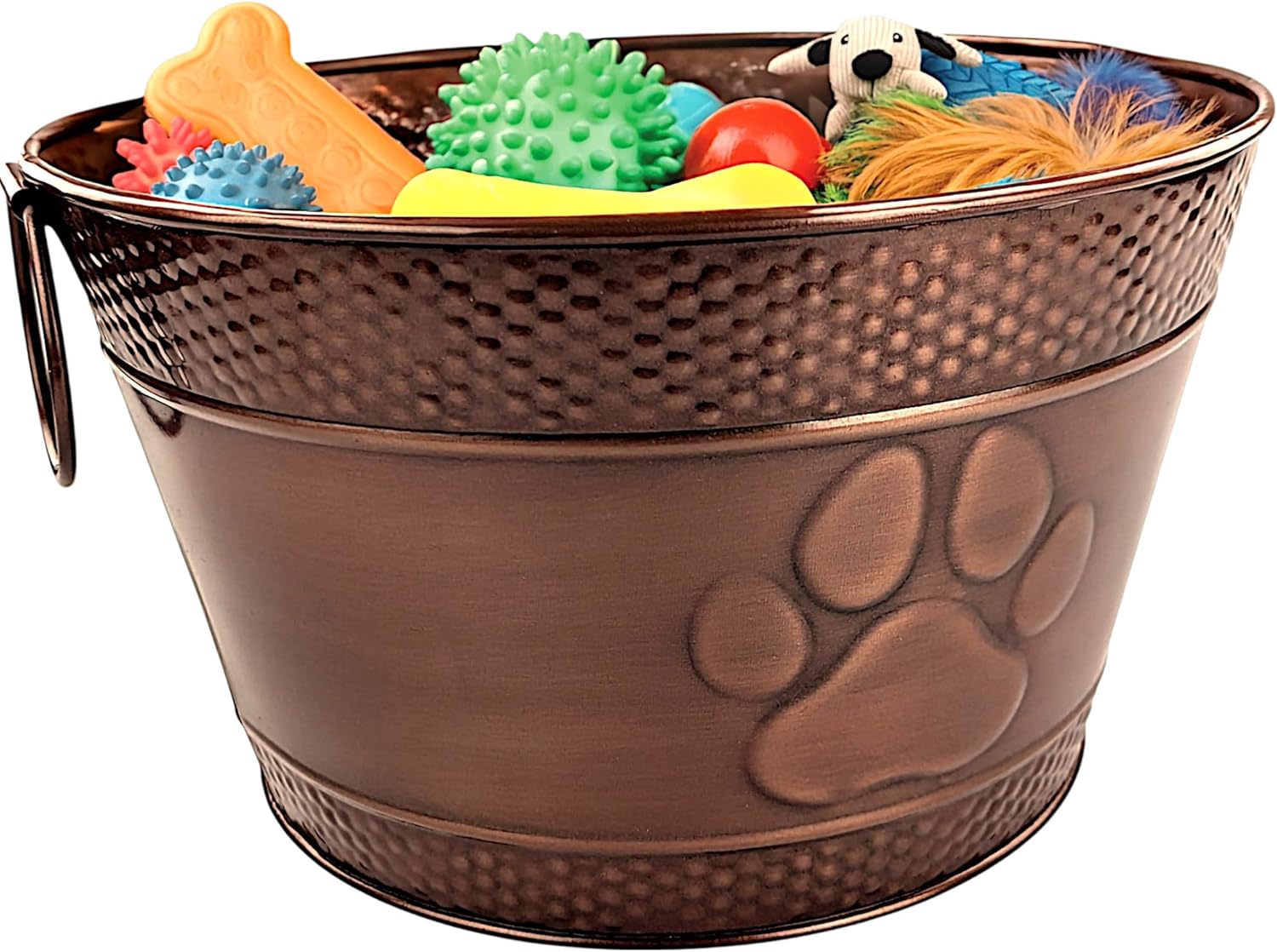 Metal Dog Toy Bin with 3 Chew Toys - Perfect Pet Storage Set