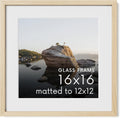 16x16 Picture Frame with Mat to 12x12 - Natural Oak Frame
