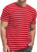 VEIISAR Men's Crewneck Striped T-Shirt - Soft Elastic Cotton Fit