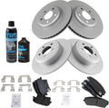 TRQ Front & Rear Metallic Brake Pad & Coated Rotor Kit - Complete Fit