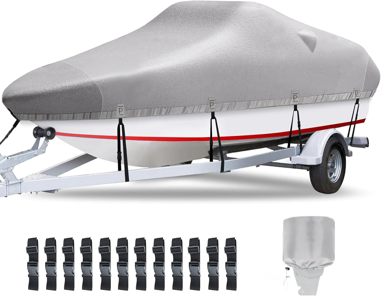 Heavy Duty 1200D Waterproof Boat Covers for 17-19ft Boats